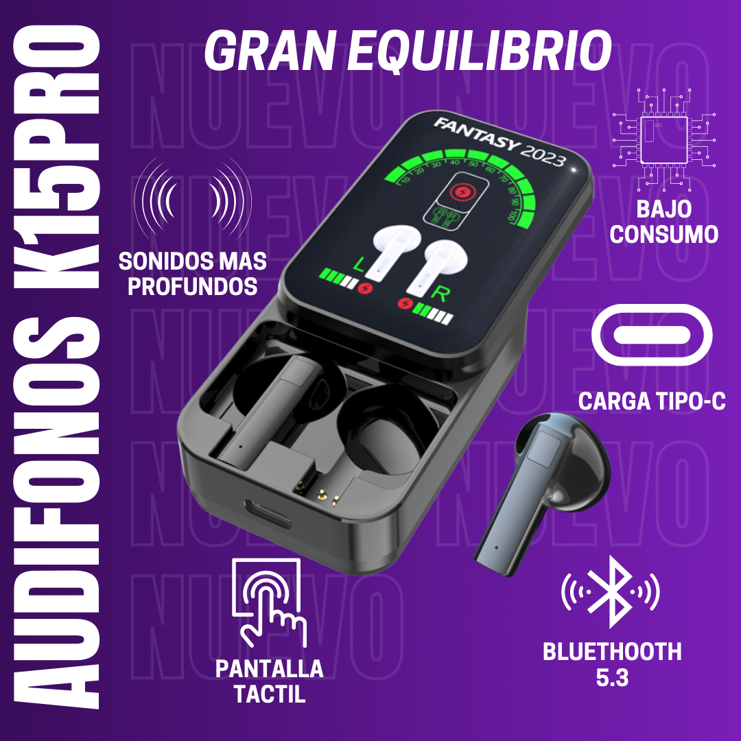 AUDIFONOS BLUETOOTH K15PRO | SONIDO ENVOLVENTE